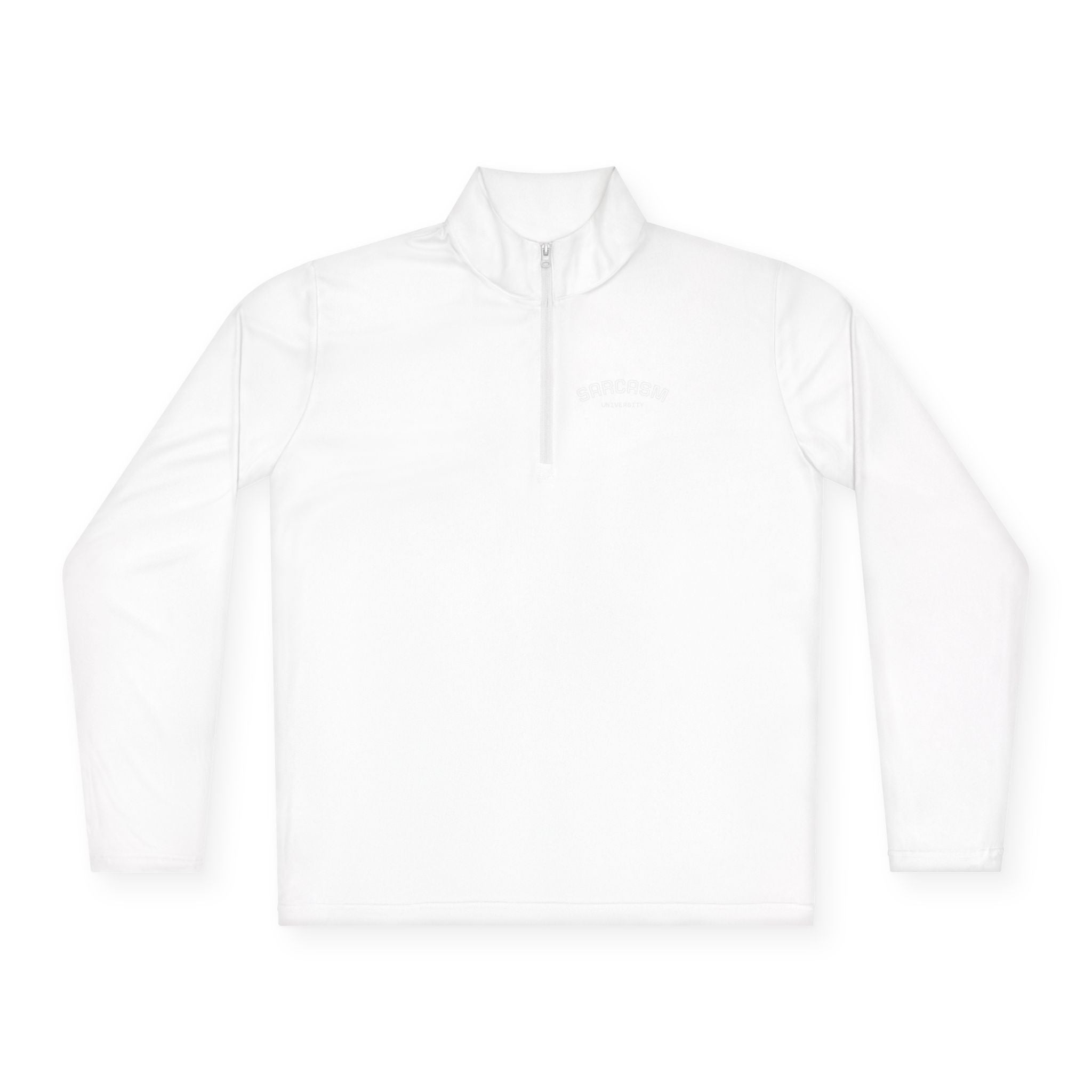 Sarcasm Club Quarter-Zip Pullover — Minimal Embroidered Chest Design