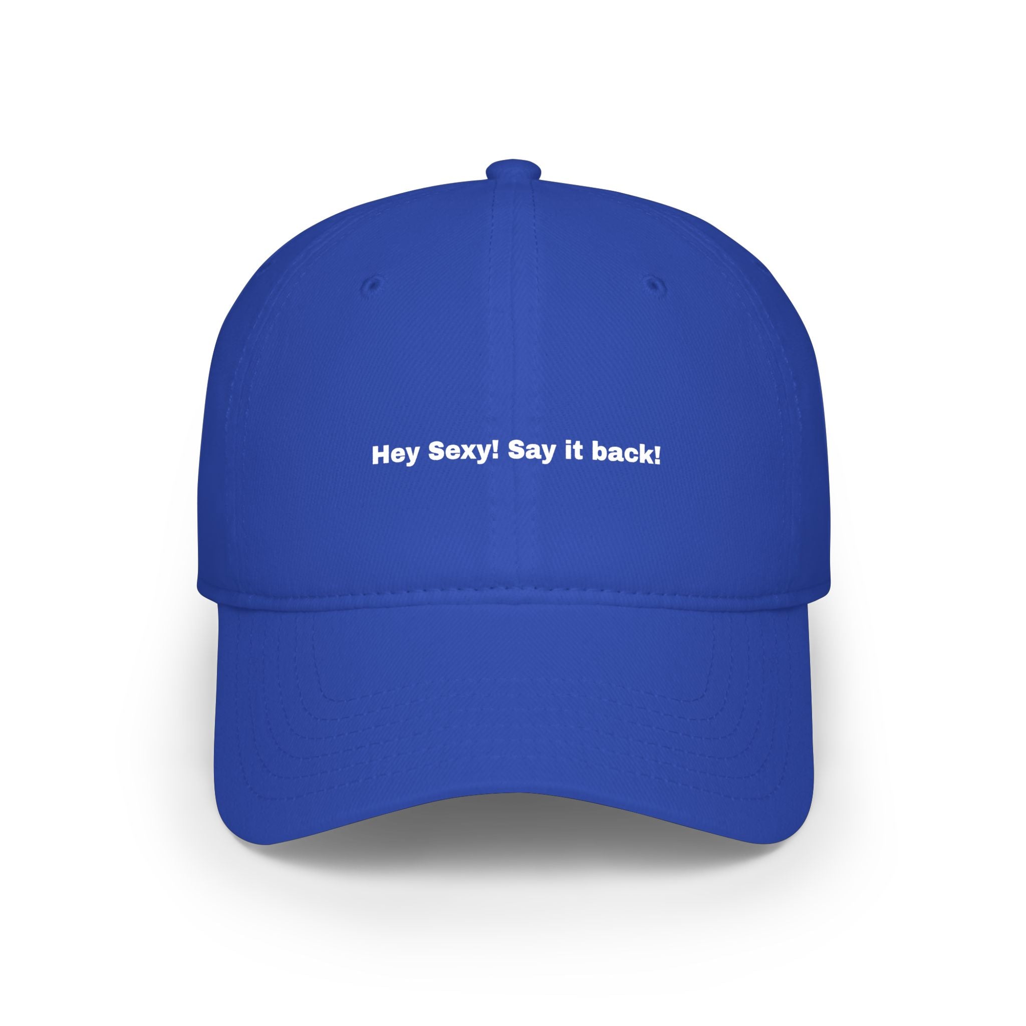 Low Profile Baseball Cap — "Say It Back" Circular Text Embroidered Logo