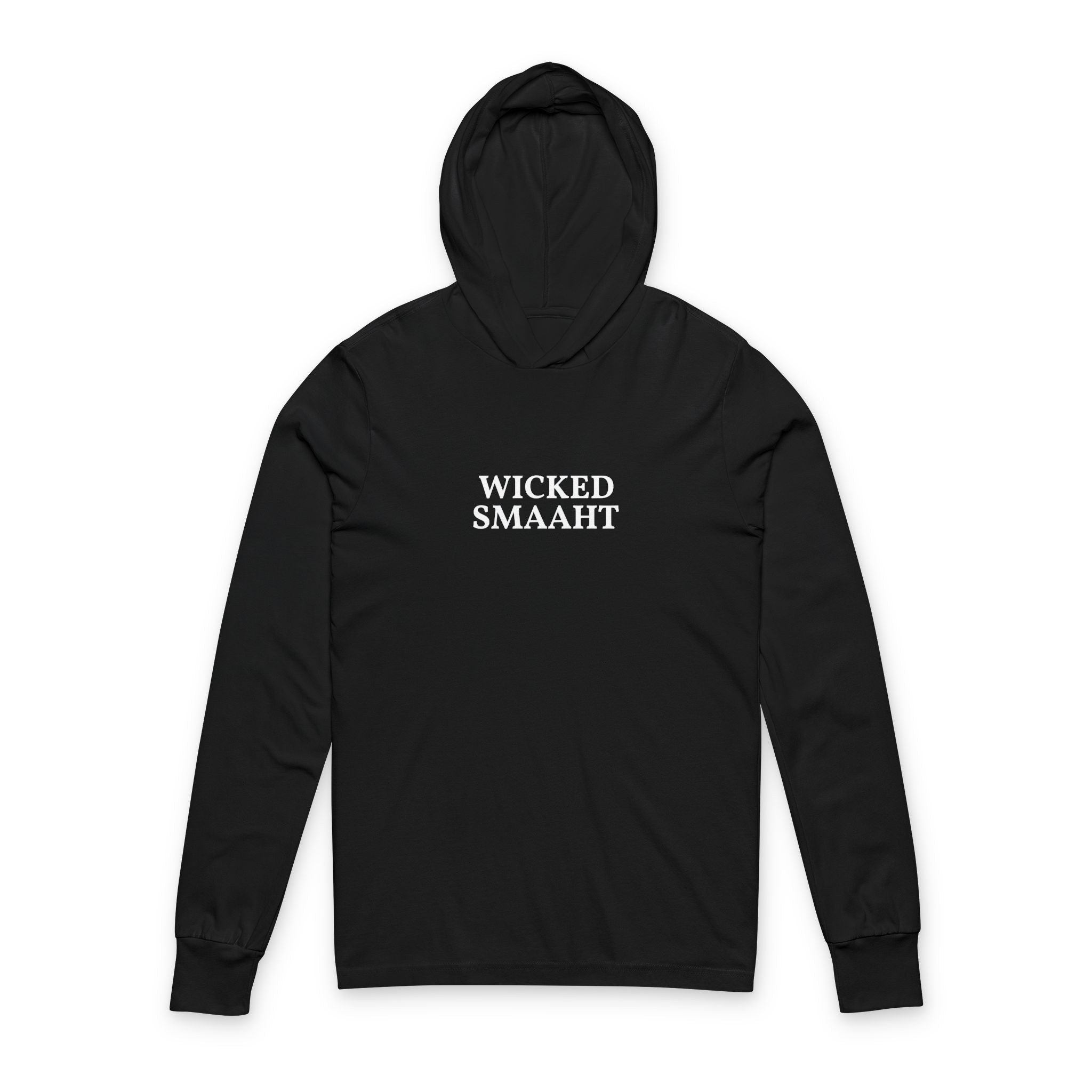 Hooded Long Sleeve Tee — Minimal Black Logo Hoodie Tee