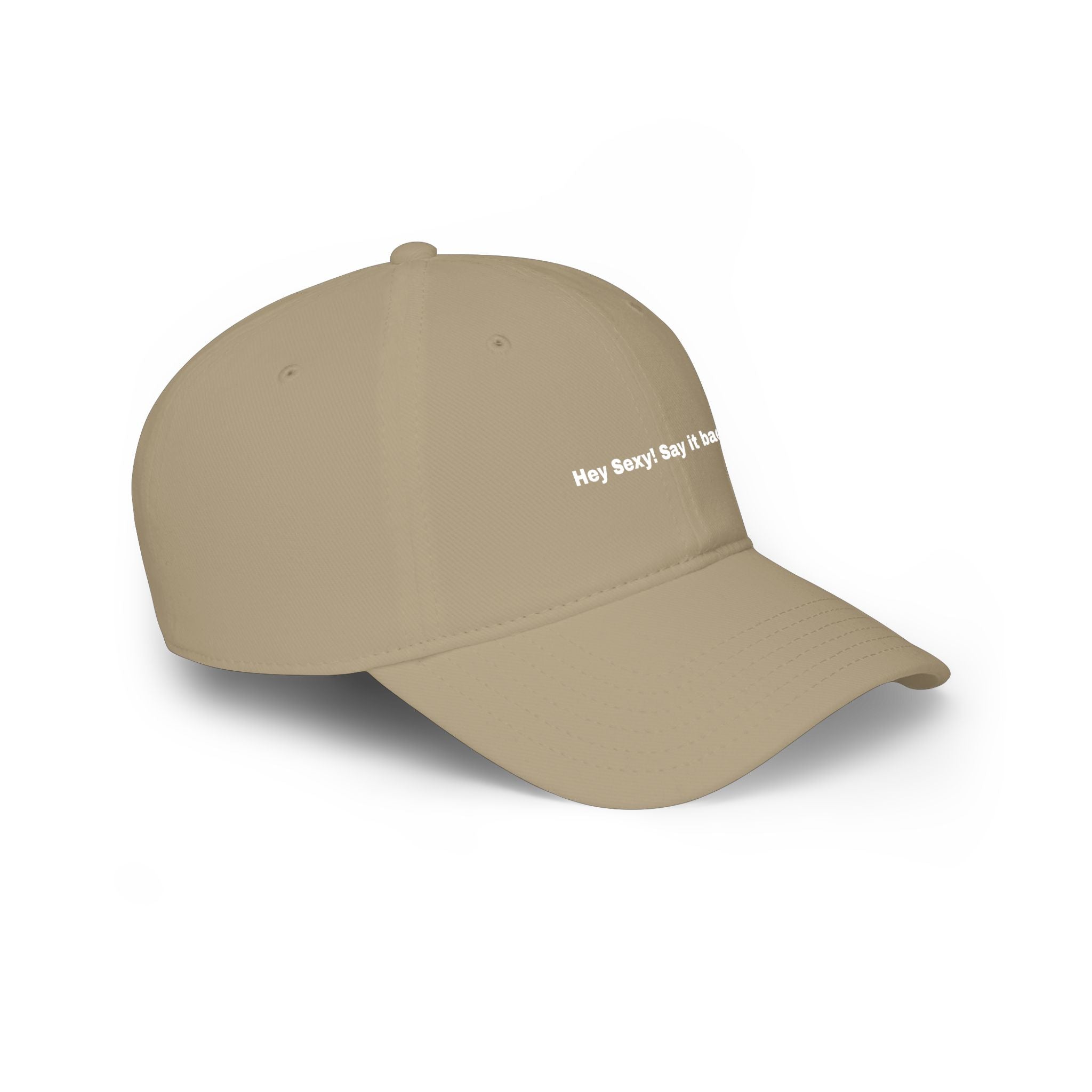 Low Profile Baseball Cap — "Say It Back" Circular Text Embroidered Logo