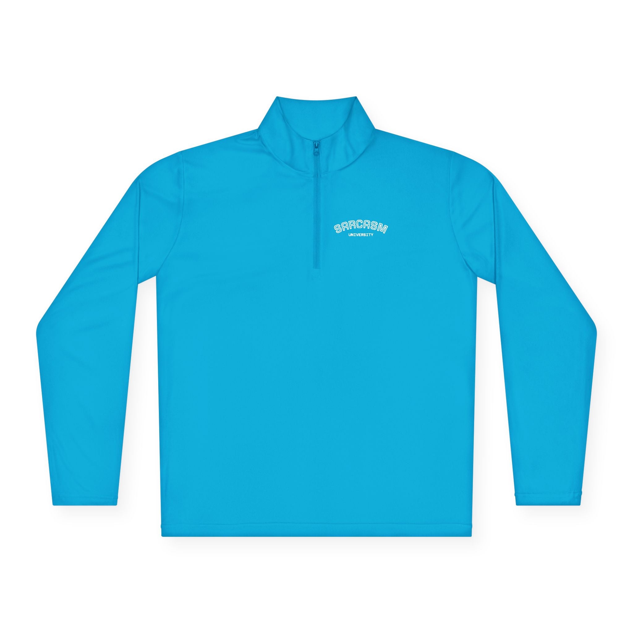 Sarcasm Club Quarter-Zip Pullover — Minimal Embroidered Chest Design