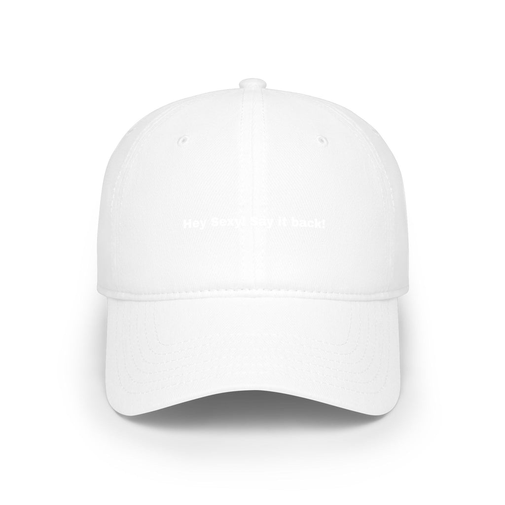Low Profile Baseball Cap — "Say It Back" Circular Text Embroidered Logo