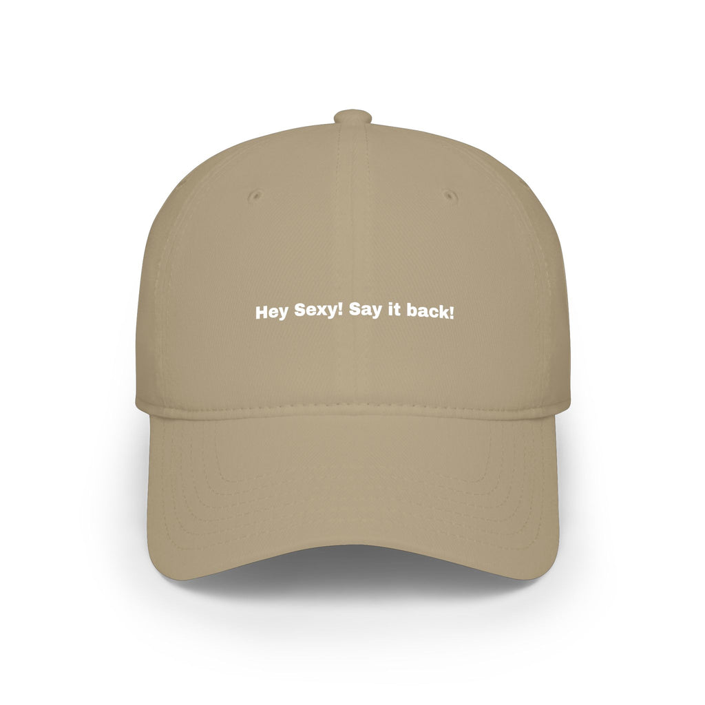 Low Profile Baseball Cap — "Say It Back" Circular Text Embroidered Logo