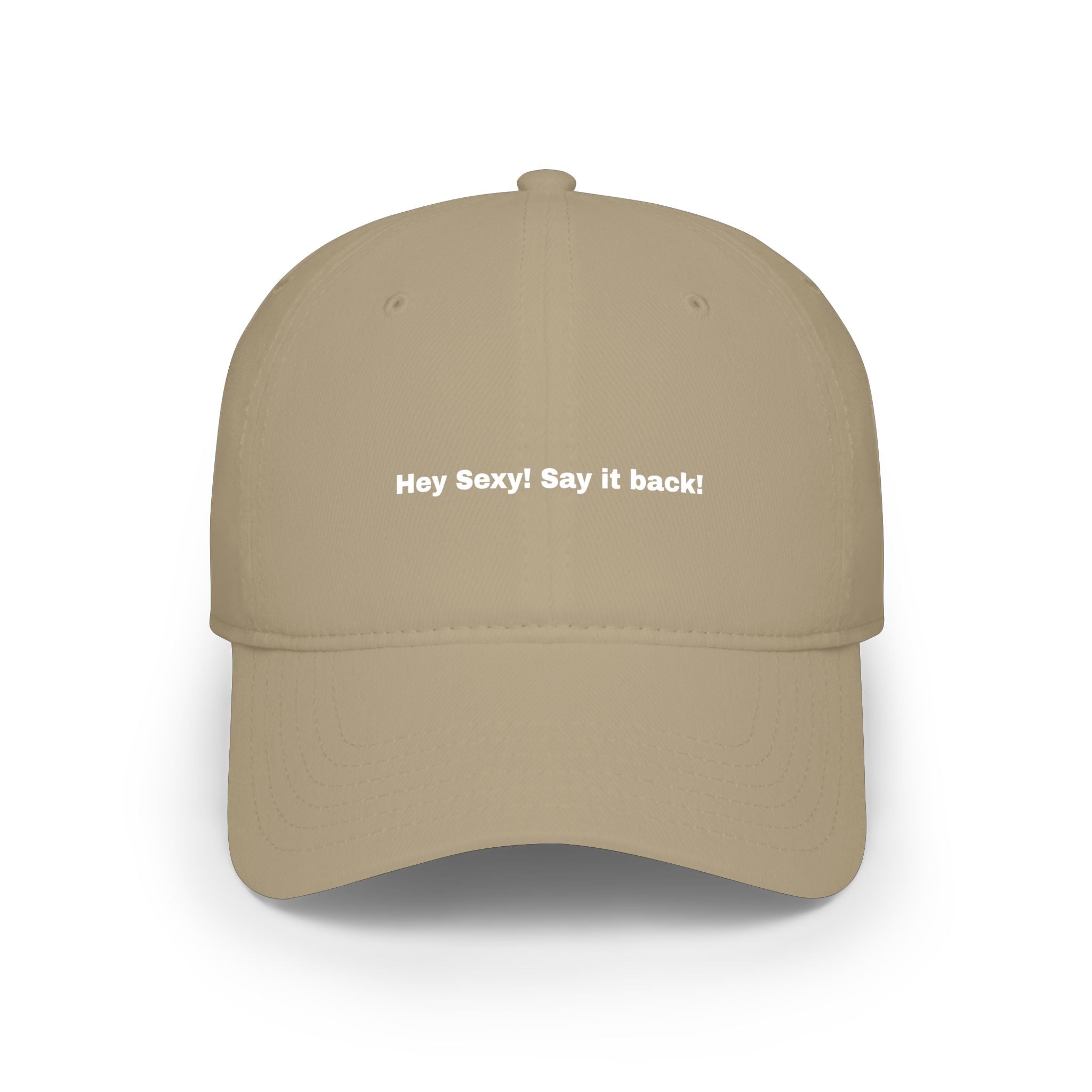Low Profile Baseball Cap — "Say It Back" Circular Text Embroidered Logo