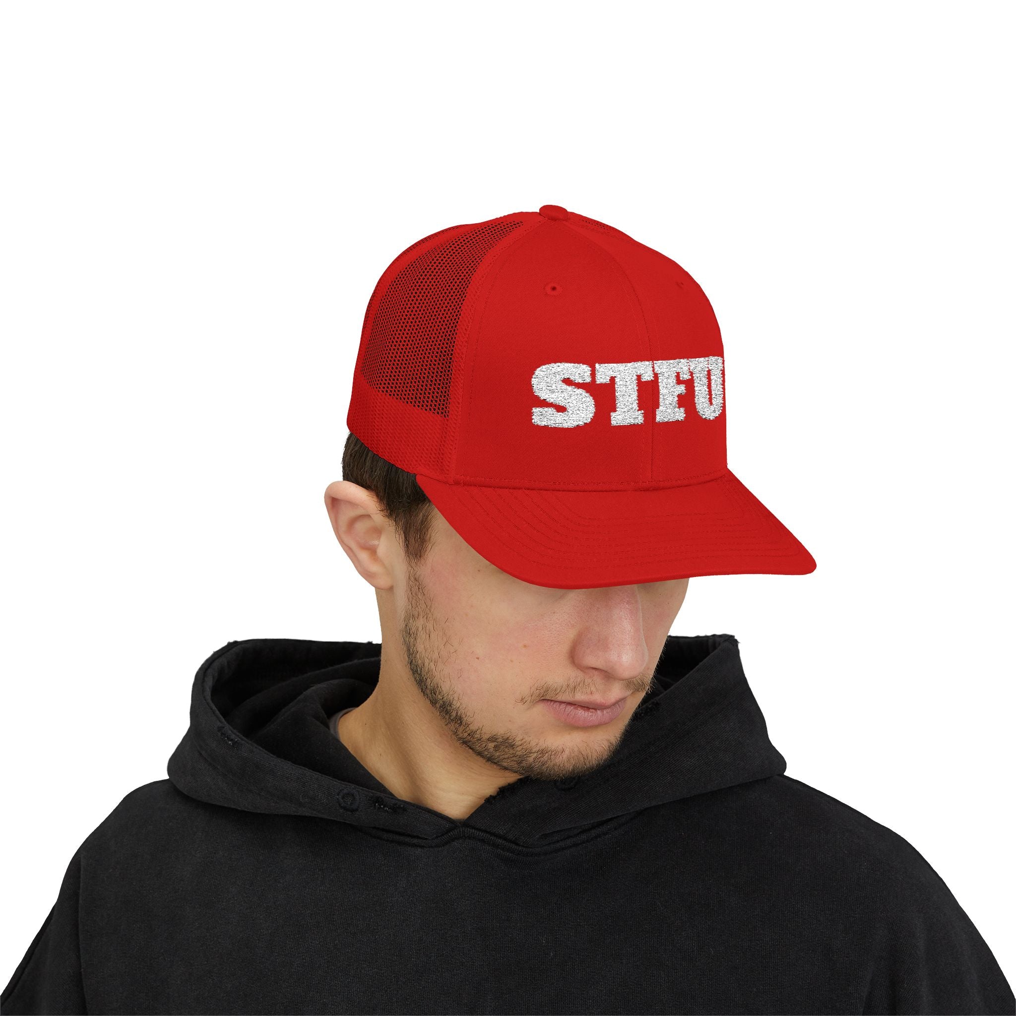 STFU Trucker Cap — Embroidered Snapback Hat