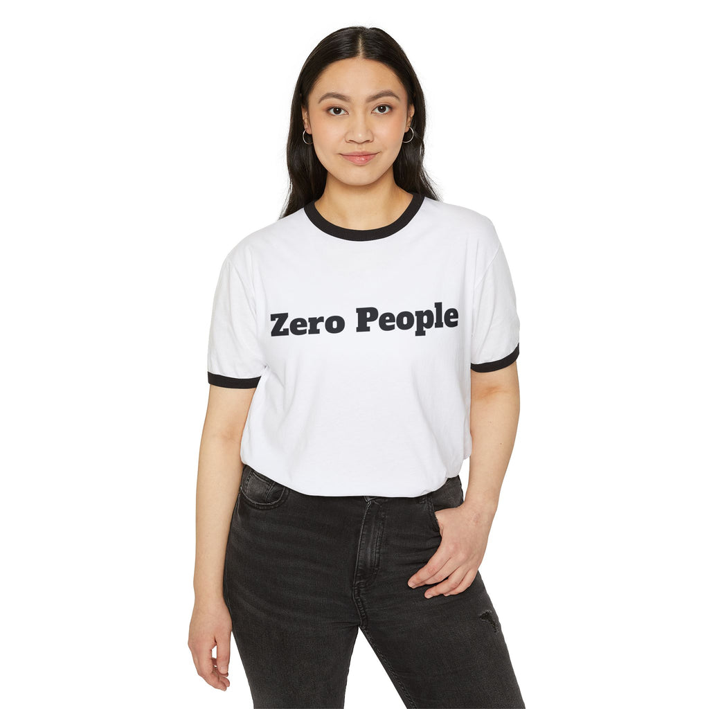 Zero People Ringer Tee — Vintage-Inspired Funny Statement T‑Shirt