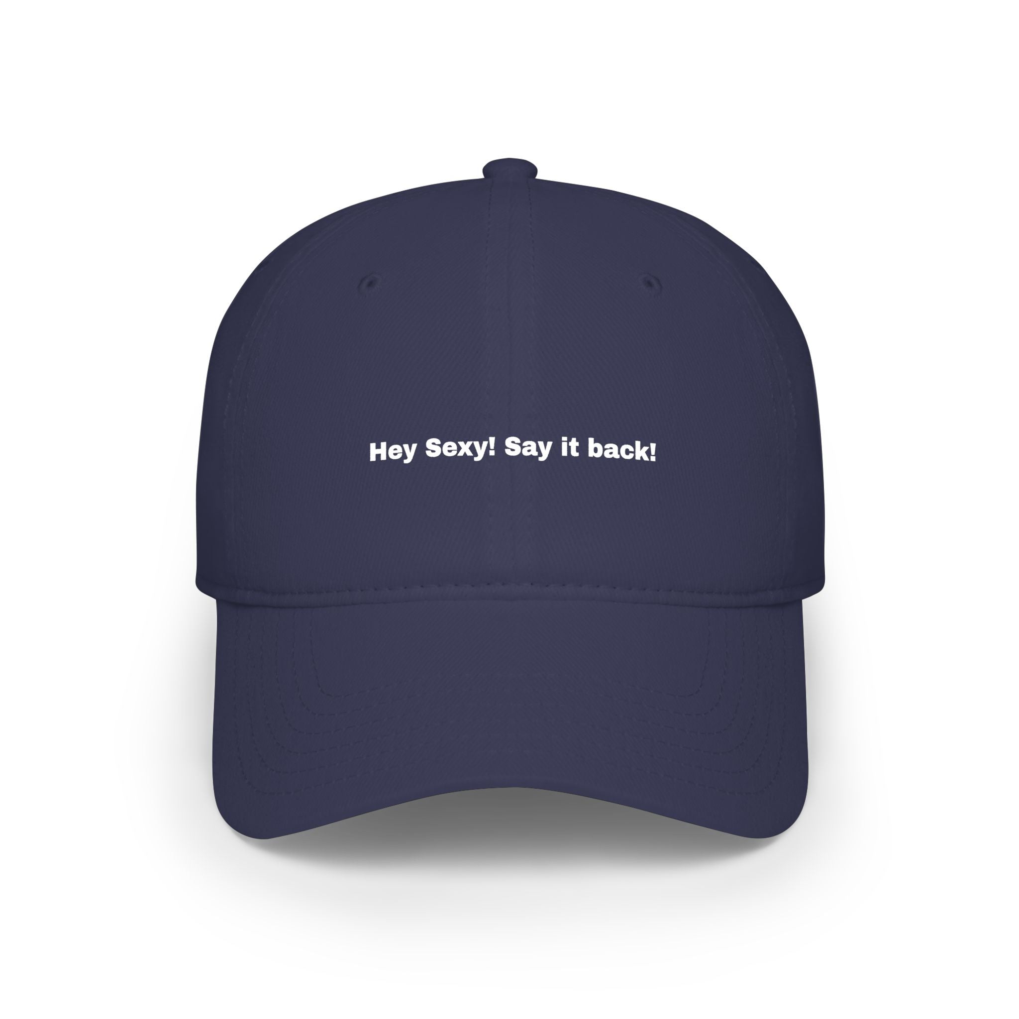 Low Profile Baseball Cap — "Say It Back" Circular Text Embroidered Logo