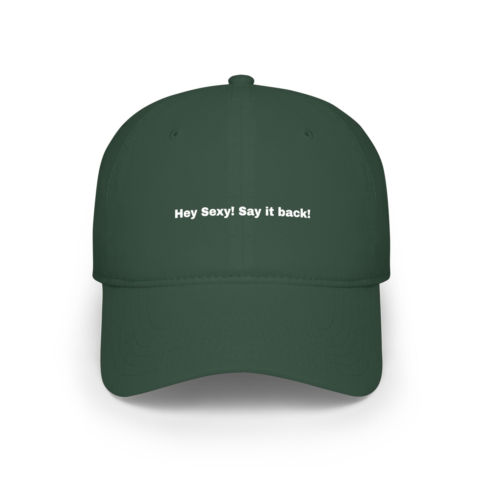 Low Profile Baseball Cap — "Say It Back" Circular Text Embroidered Logo