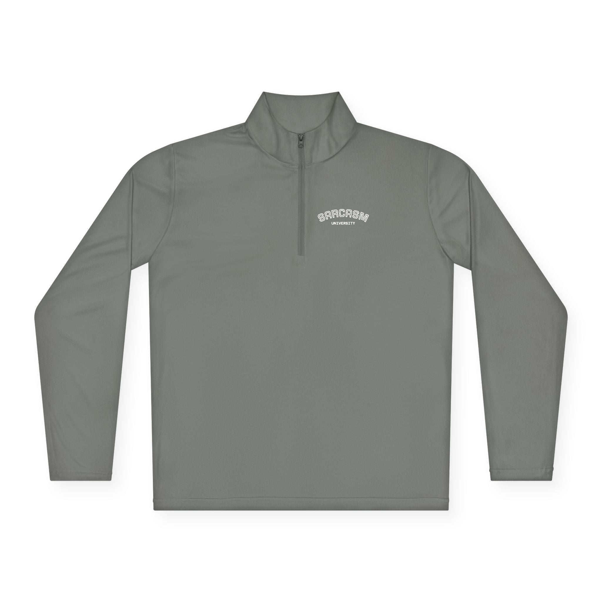 Sarcasm Club Quarter-Zip Pullover — Minimal Embroidered Chest Design
