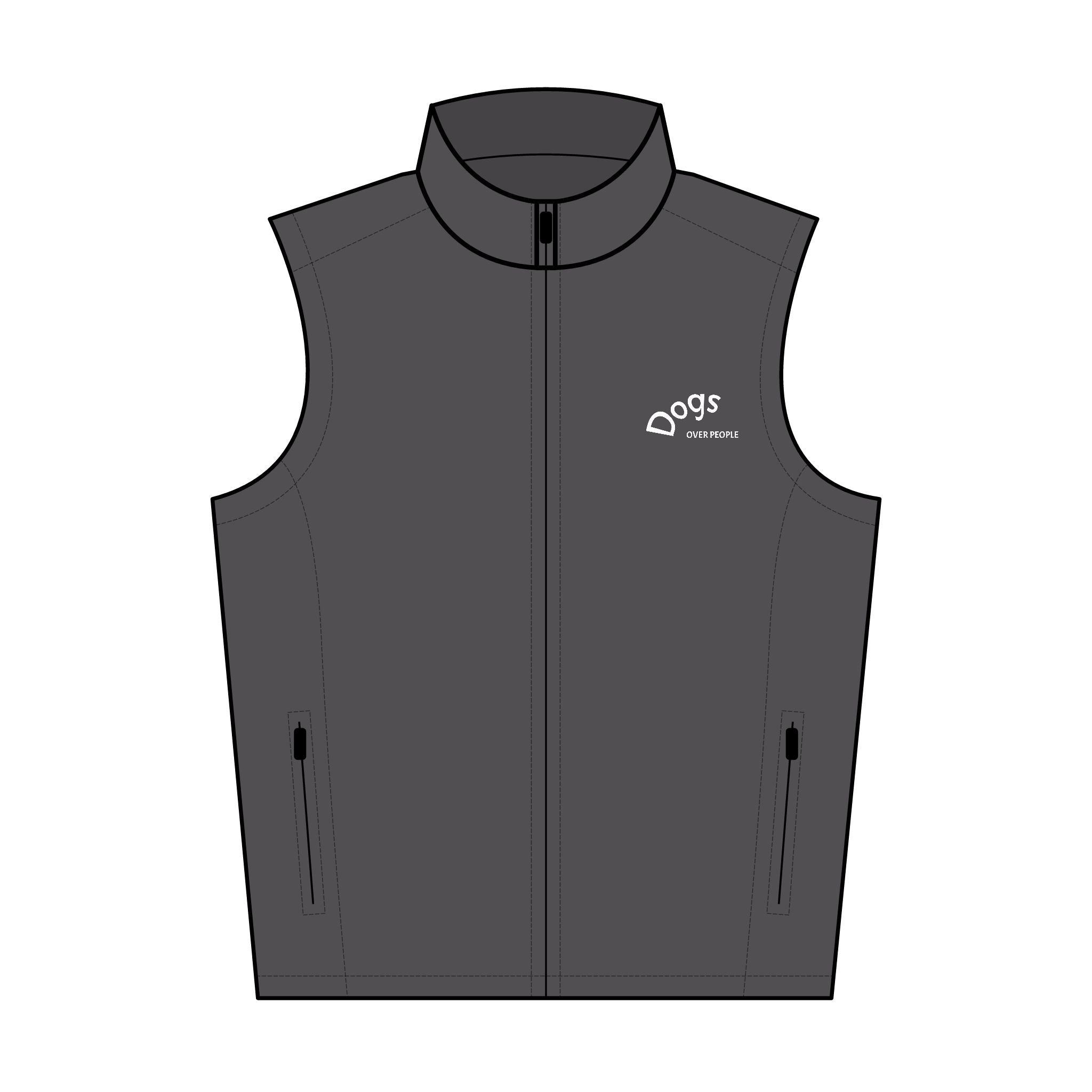 Men's Embroidered Soft Shell Vest - 'Dogs' Logo Lightweight Windproof Vest