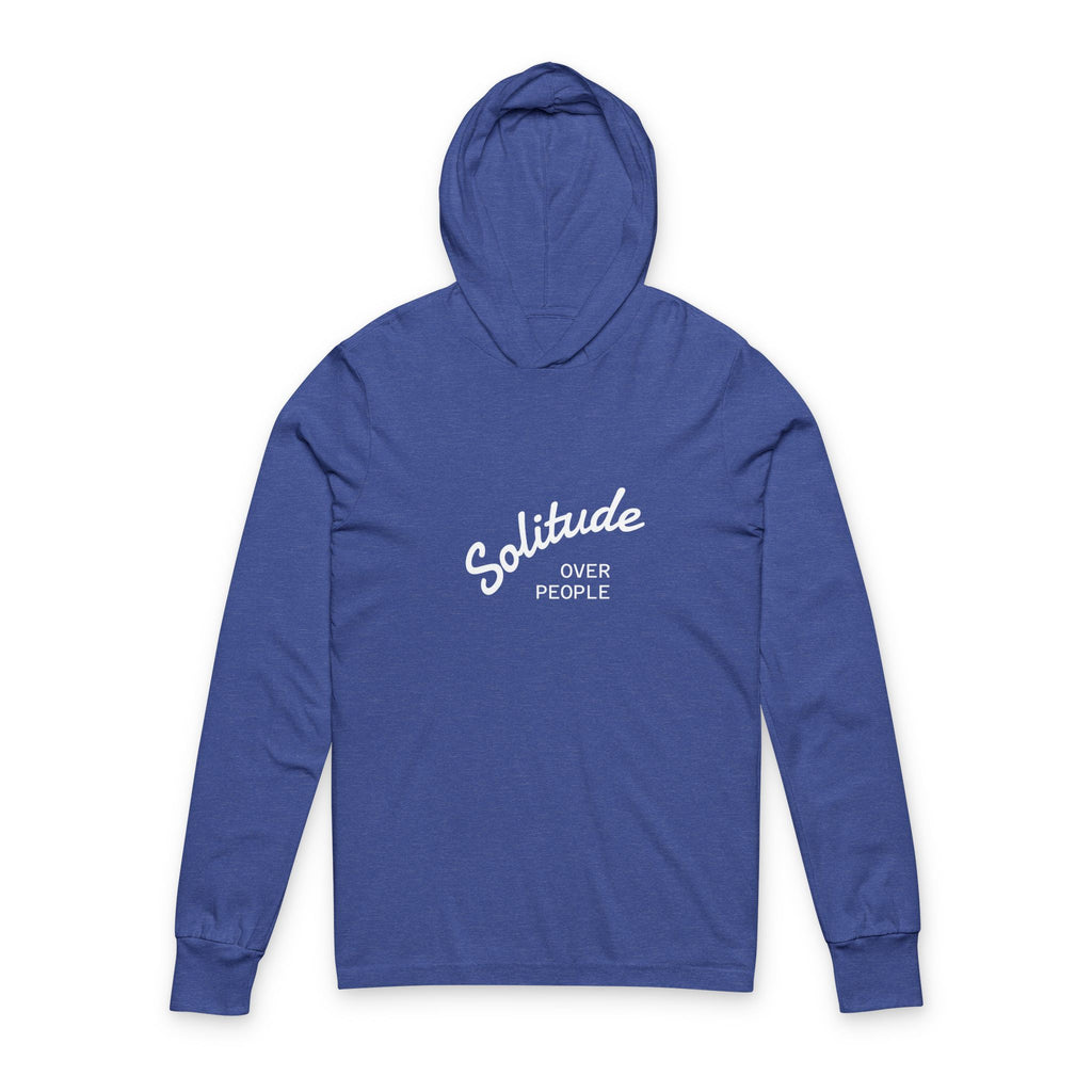 Solitude Hooded Long-Sleeve Tee — Minimal 'Solitude Over Crowds' Relaxed Hoodie Tee