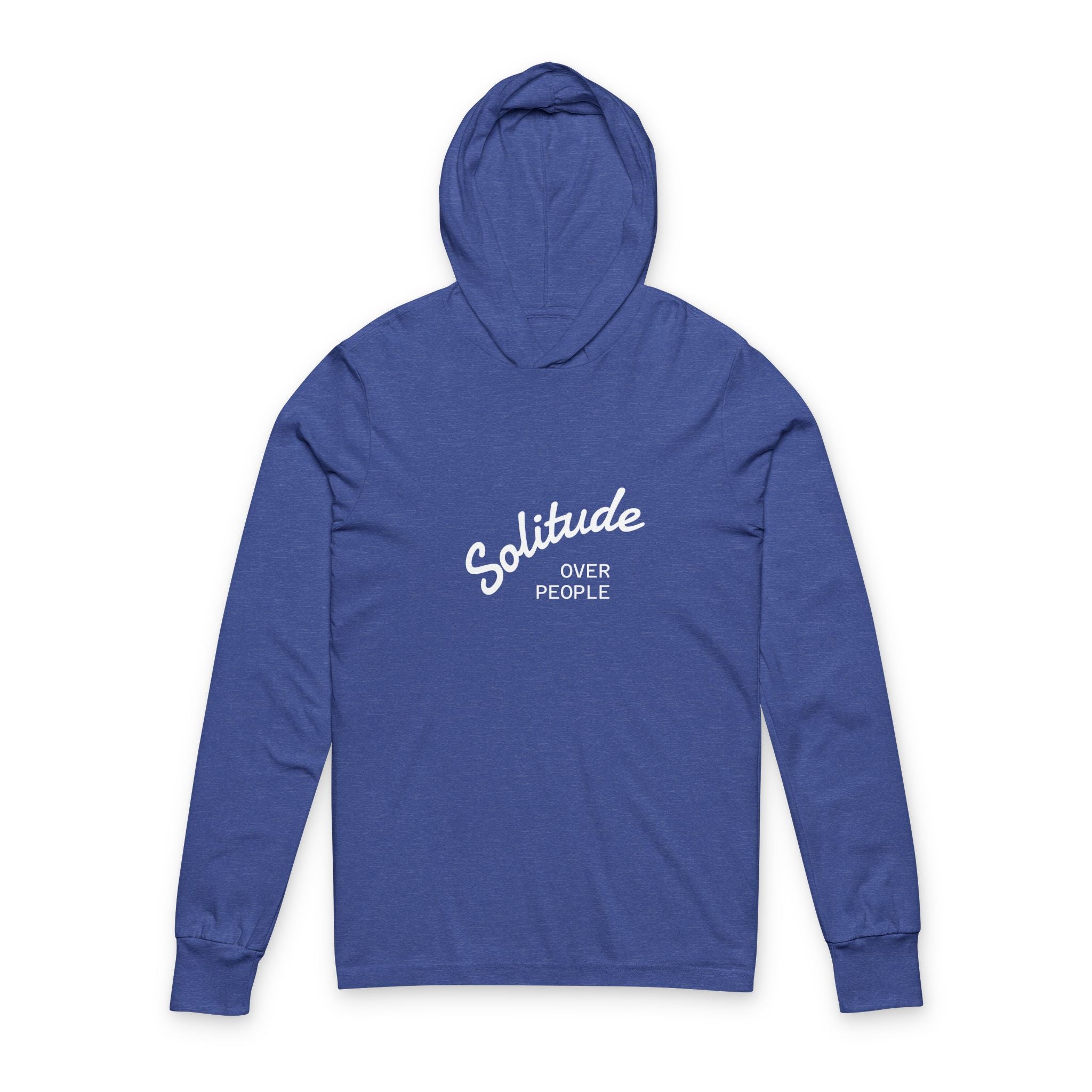 Solitude Hooded Long-Sleeve Tee — Minimal 'Solitude Over Crowds' Relaxed Hoodie Tee
