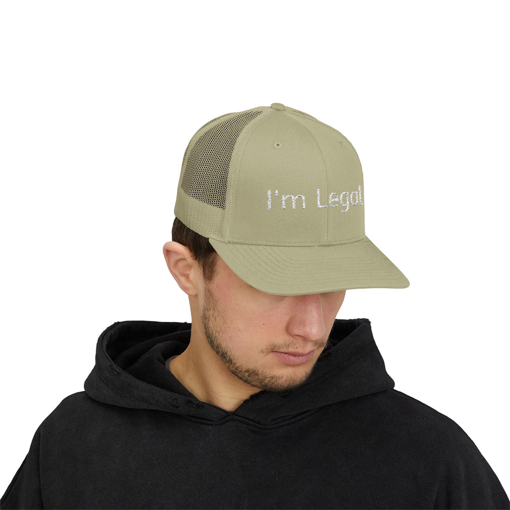 I'm Legal Snapback Trucker Cap – Bold Embroidered Statement Hat for New Citizens & Pride Celebrations
