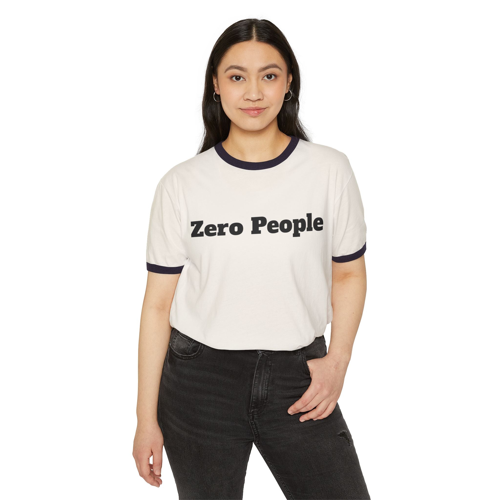 Zero People Ringer Tee — Vintage-Inspired Funny Statement T‑Shirt