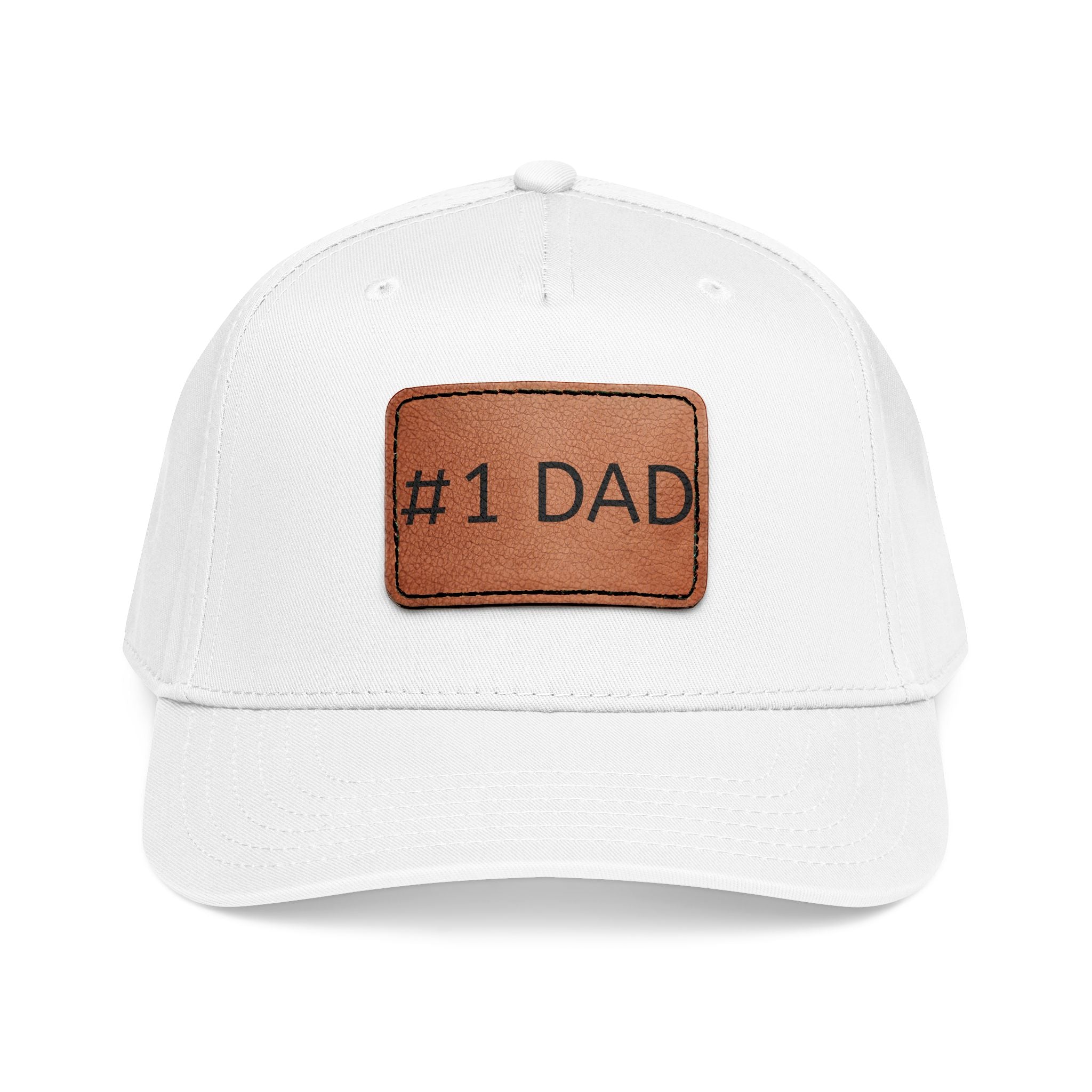 #1 Dad Leather Patch Baseball Cap — Father's Day Gift Hat