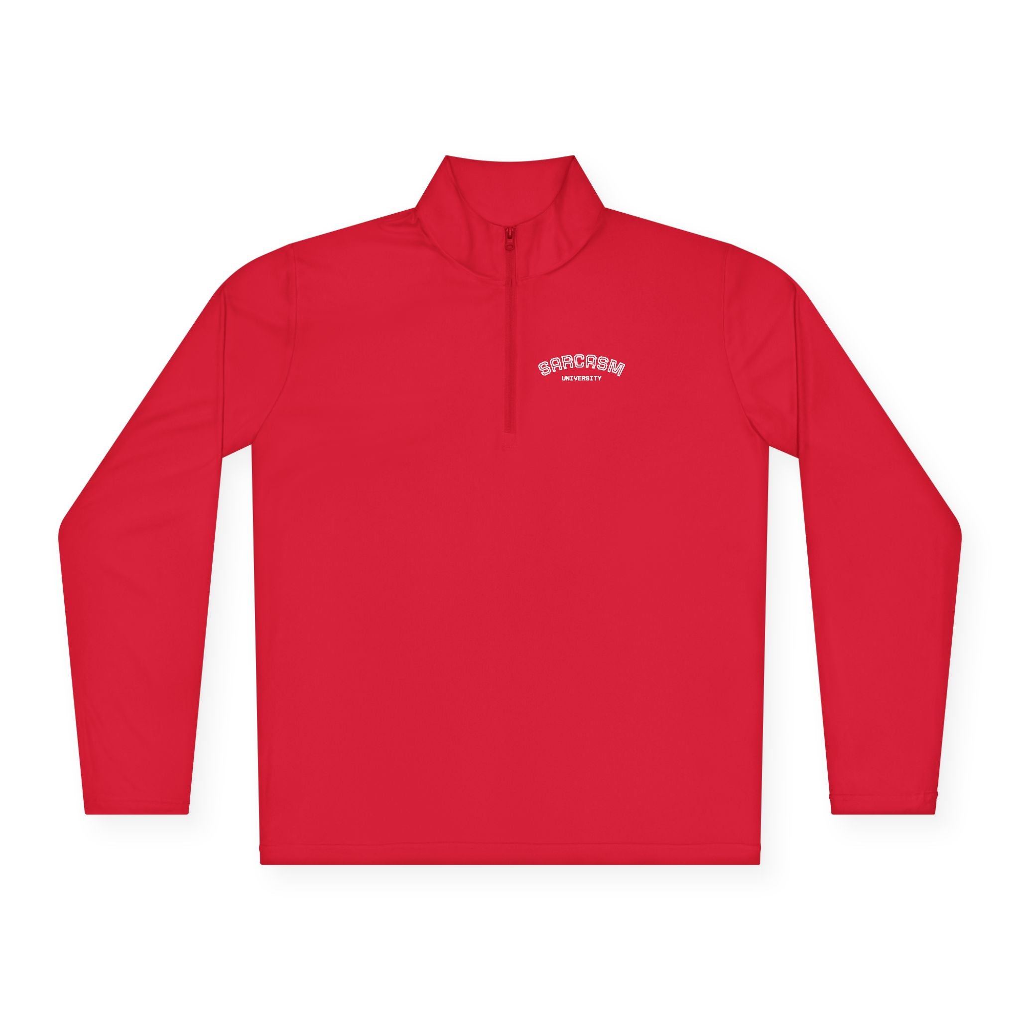 Sarcasm Club Quarter-Zip Pullover — Minimal Embroidered Chest Design