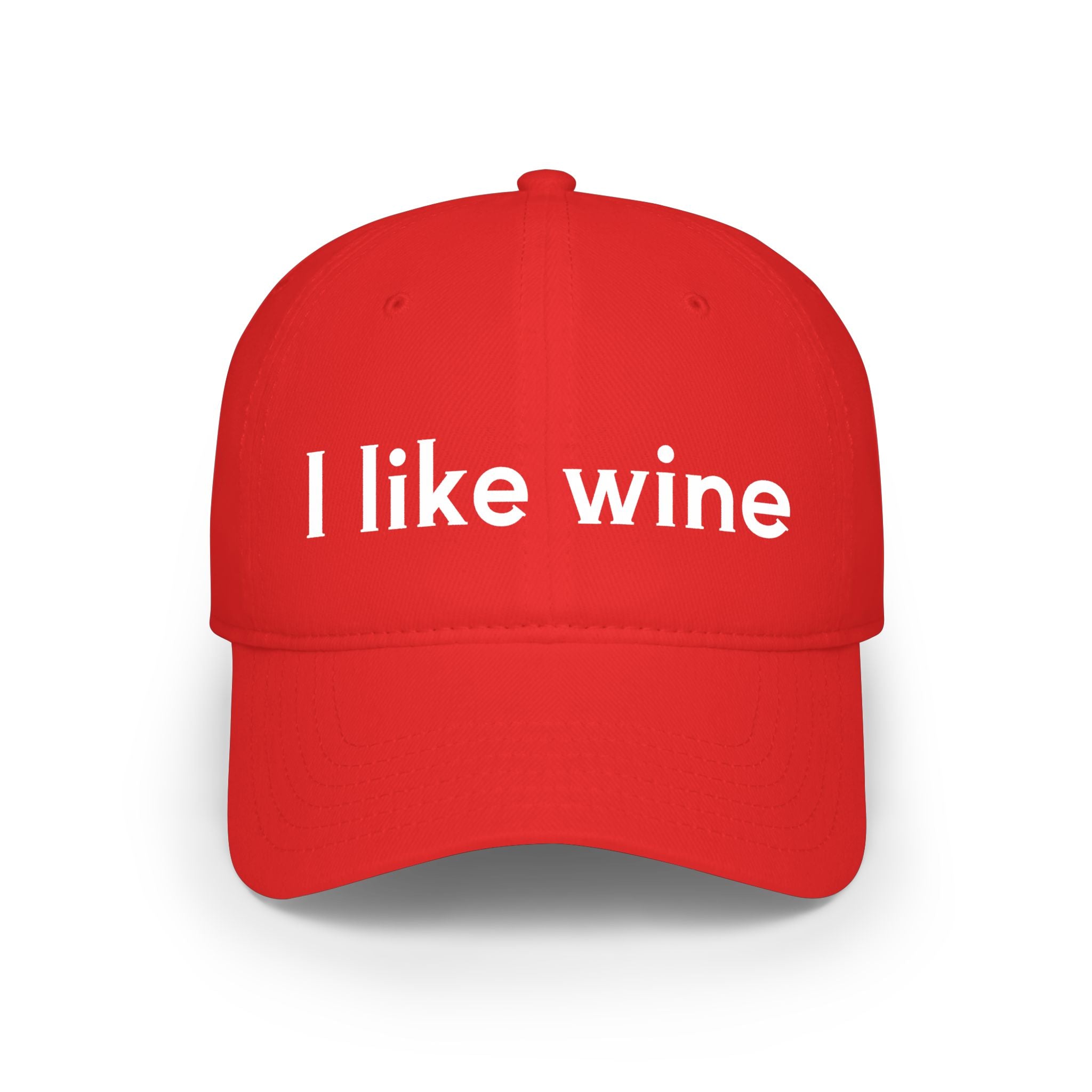 I Like Wine Baseball Cap — Casual Red Low-Profile Wine Lover Hat