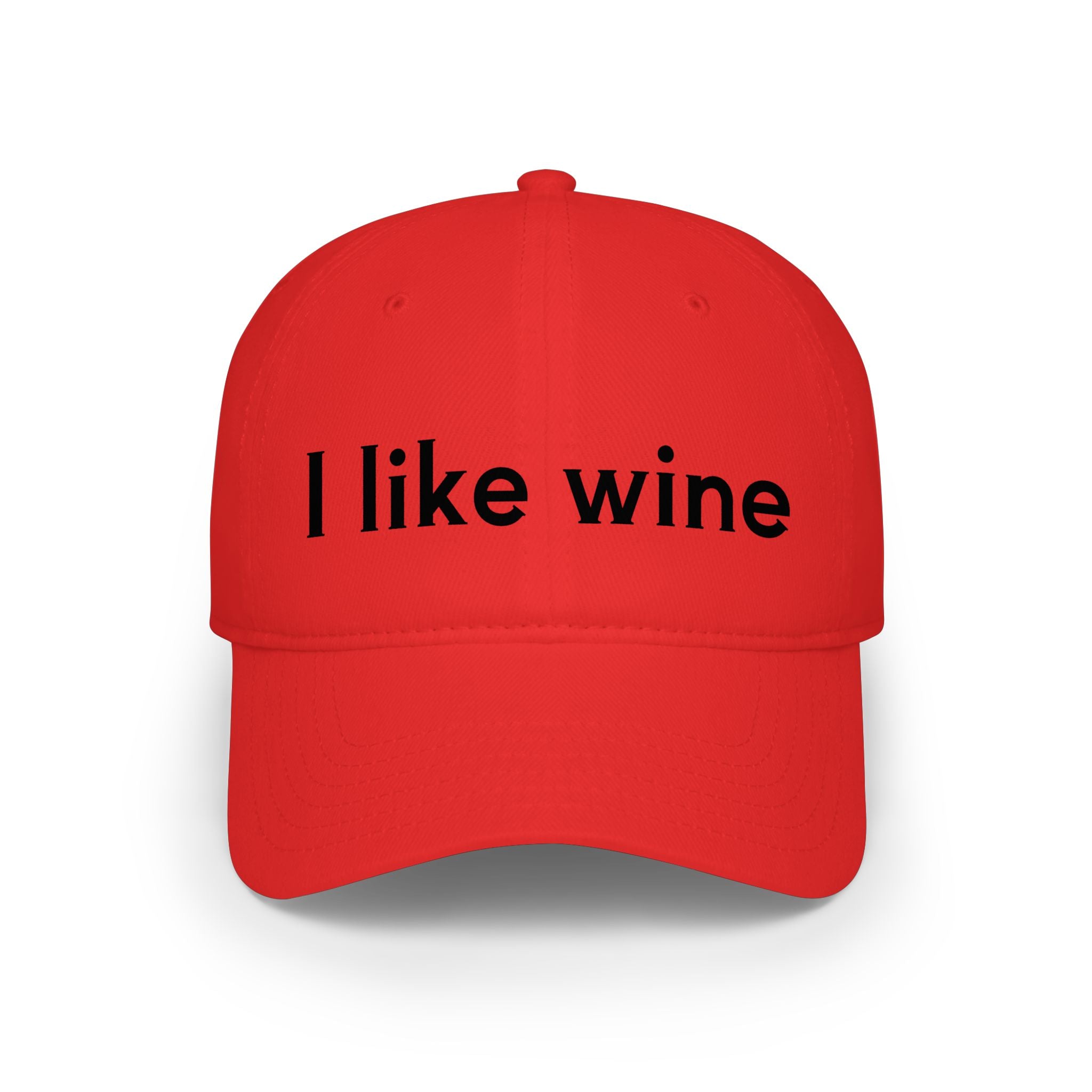 I Like Wine Baseball Cap — Casual Red Low-Profile Wine Lover Hat