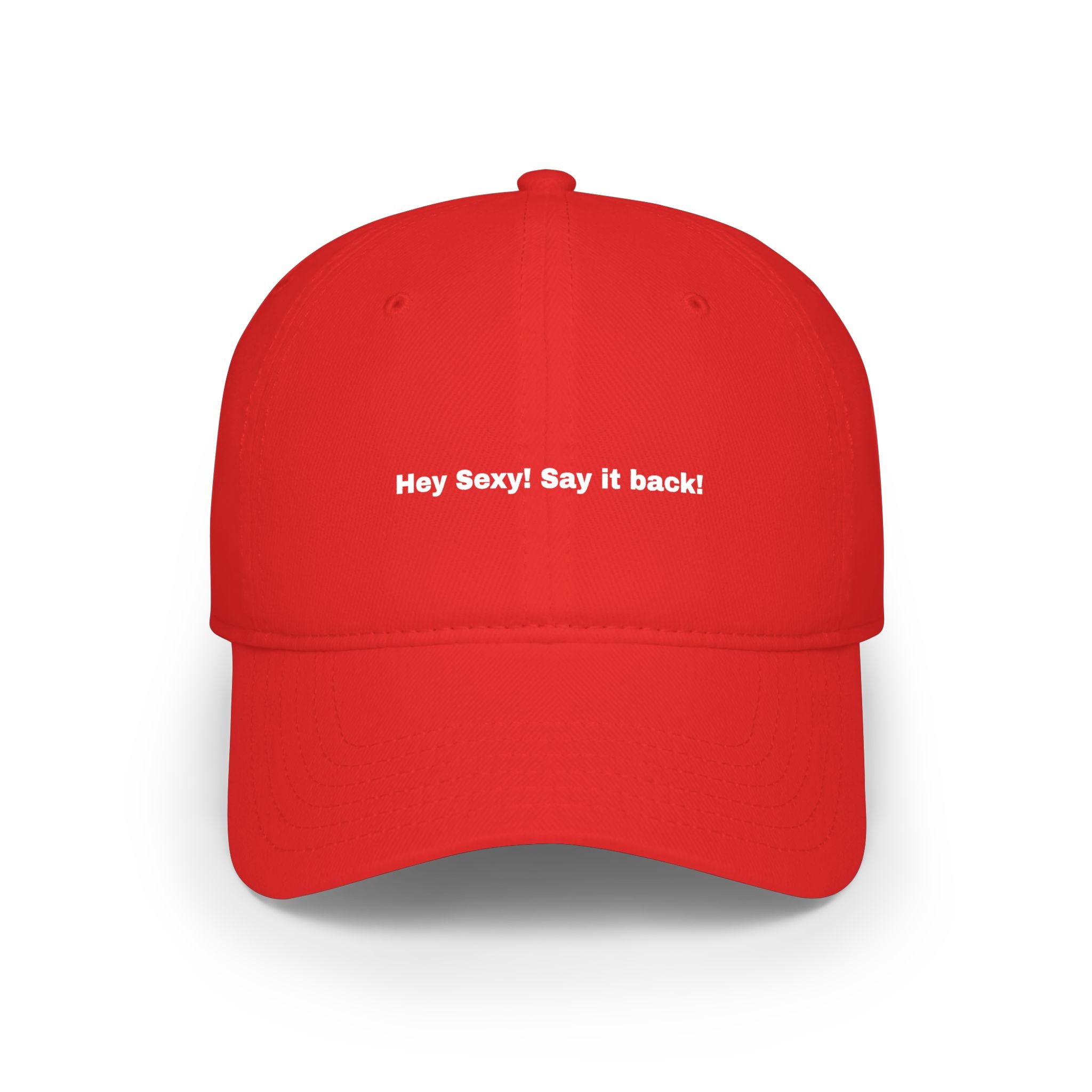Low Profile Baseball Cap — "Say It Back" Circular Text Embroidered Logo