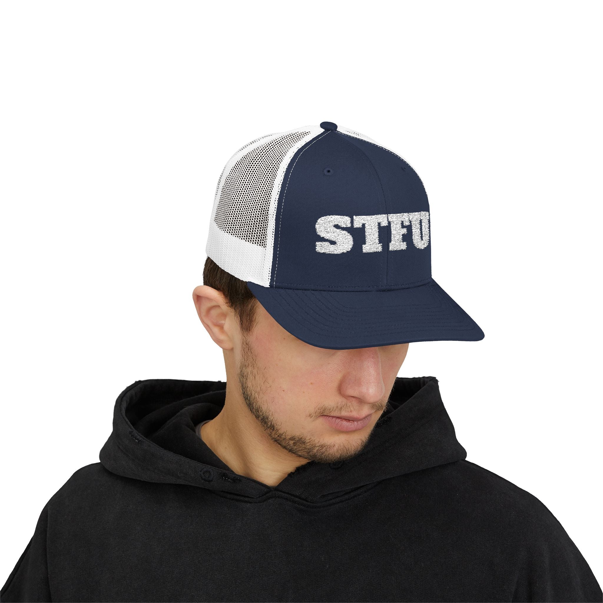 STFU Trucker Cap — Embroidered Snapback Hat