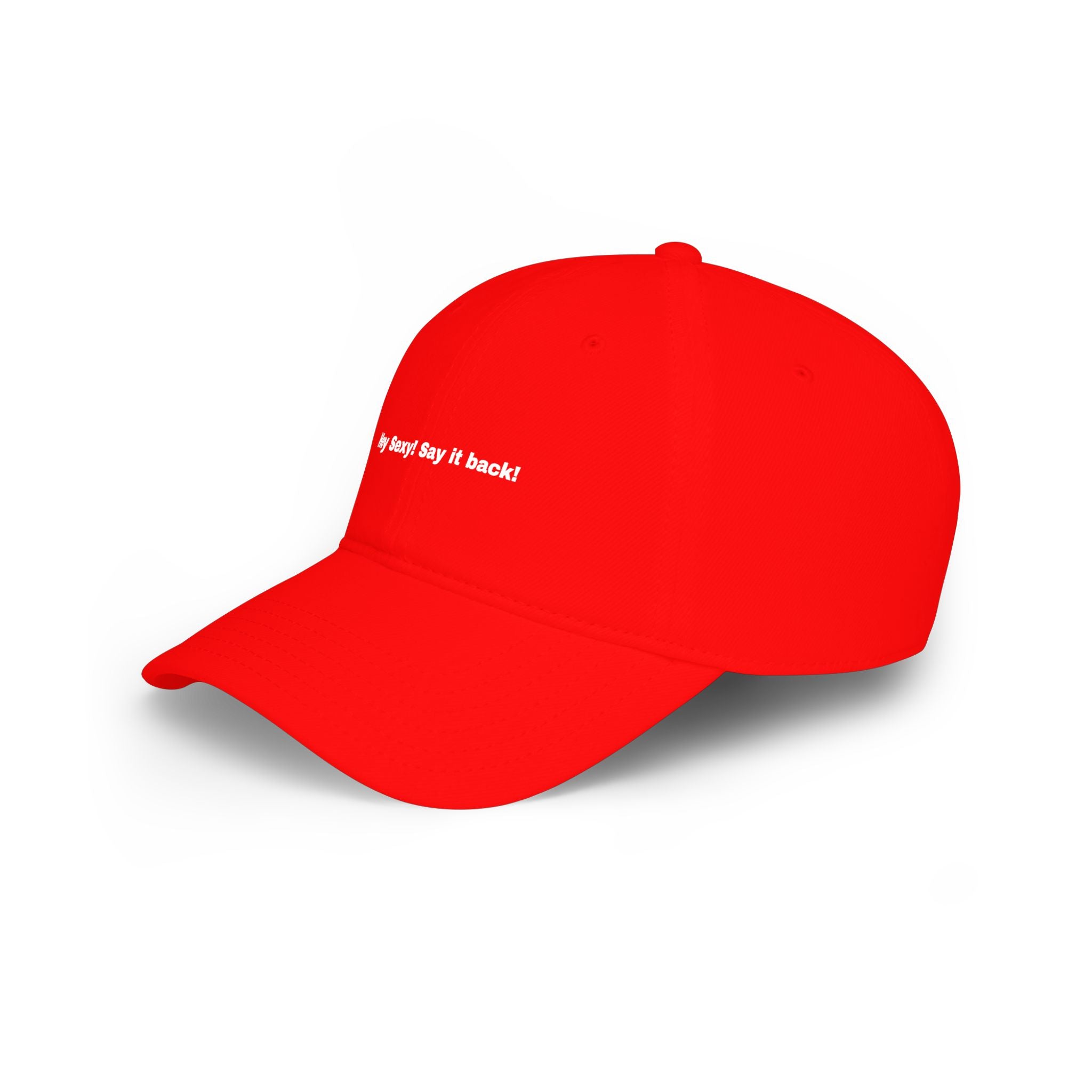 Low Profile Baseball Cap — "Say It Back" Circular Text Embroidered Logo