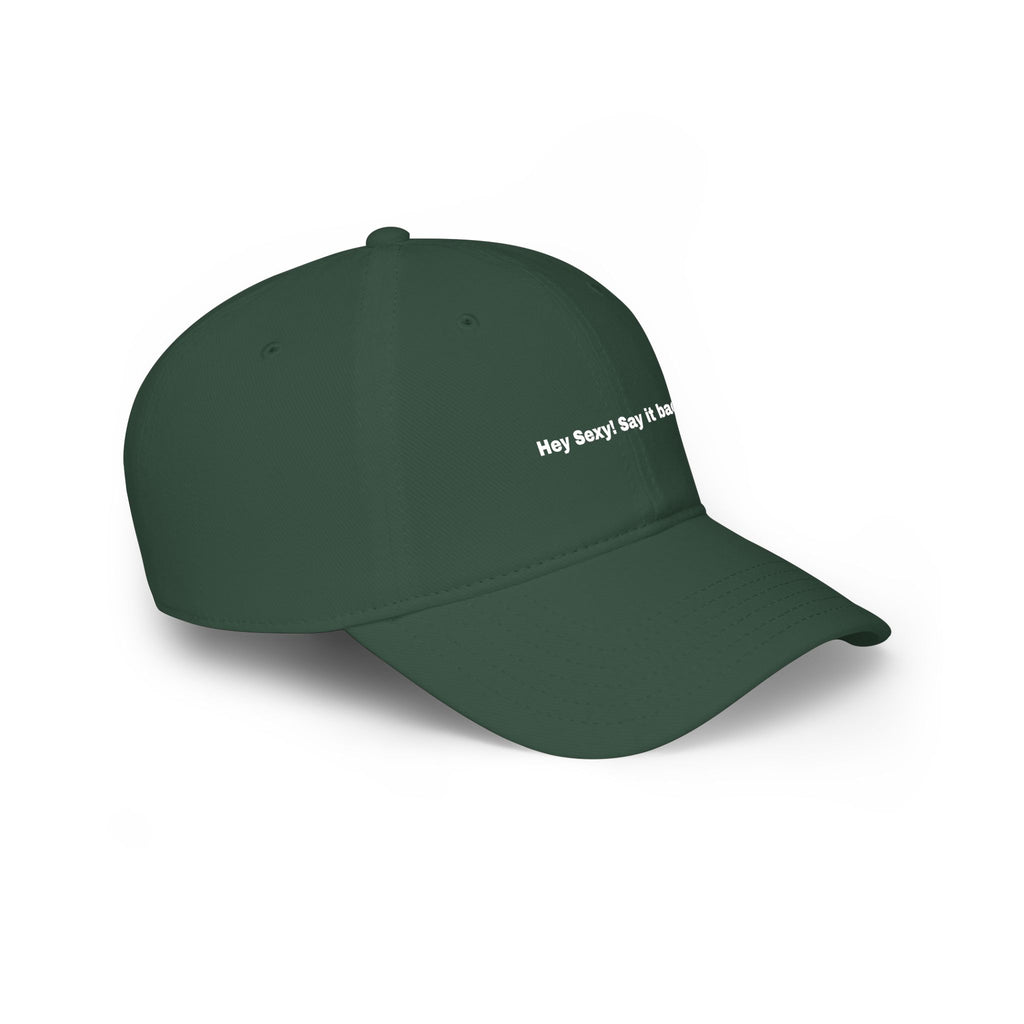 Low Profile Baseball Cap — "Say It Back" Circular Text Embroidered Logo