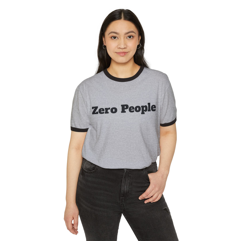 Zero People Ringer Tee — Vintage-Inspired Funny Statement T‑Shirt